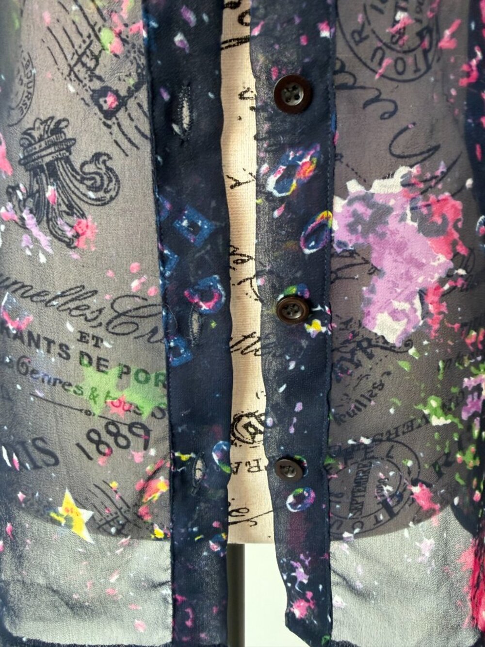 Dex Sheer Abstract Print Chiffon Blouse in purple - Picture 9 of 10